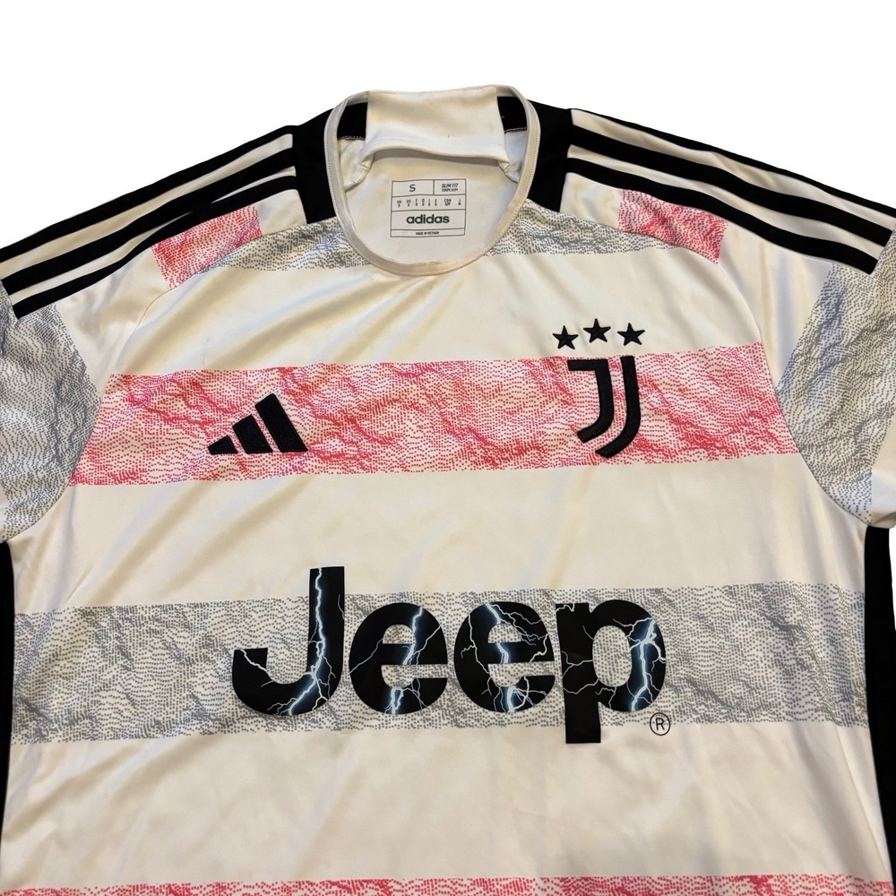 Adidas Juventus 2023-24 Away Jersey Mens Small White Pink Marble HR8255 Jeep